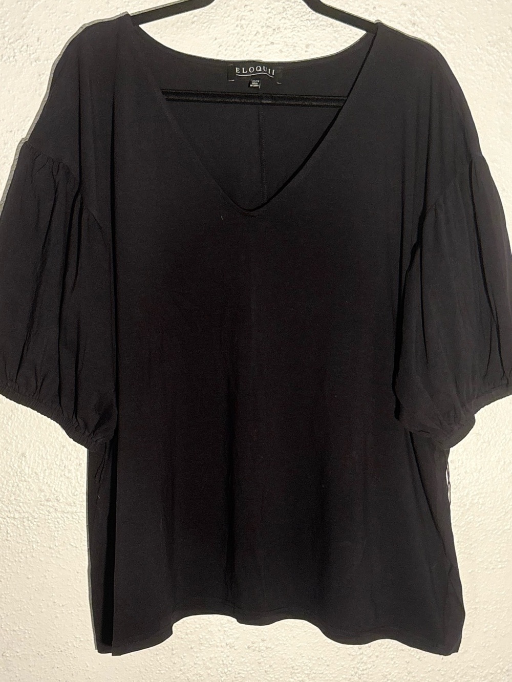 Eloquii Blouse Top Black Short Sleeve Cotton Blend Top Size 22/24